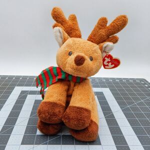 Ty Pluffies Beanie Baby Reindeer Snuggery 2008 Christmas Holiday Barnes & Noble